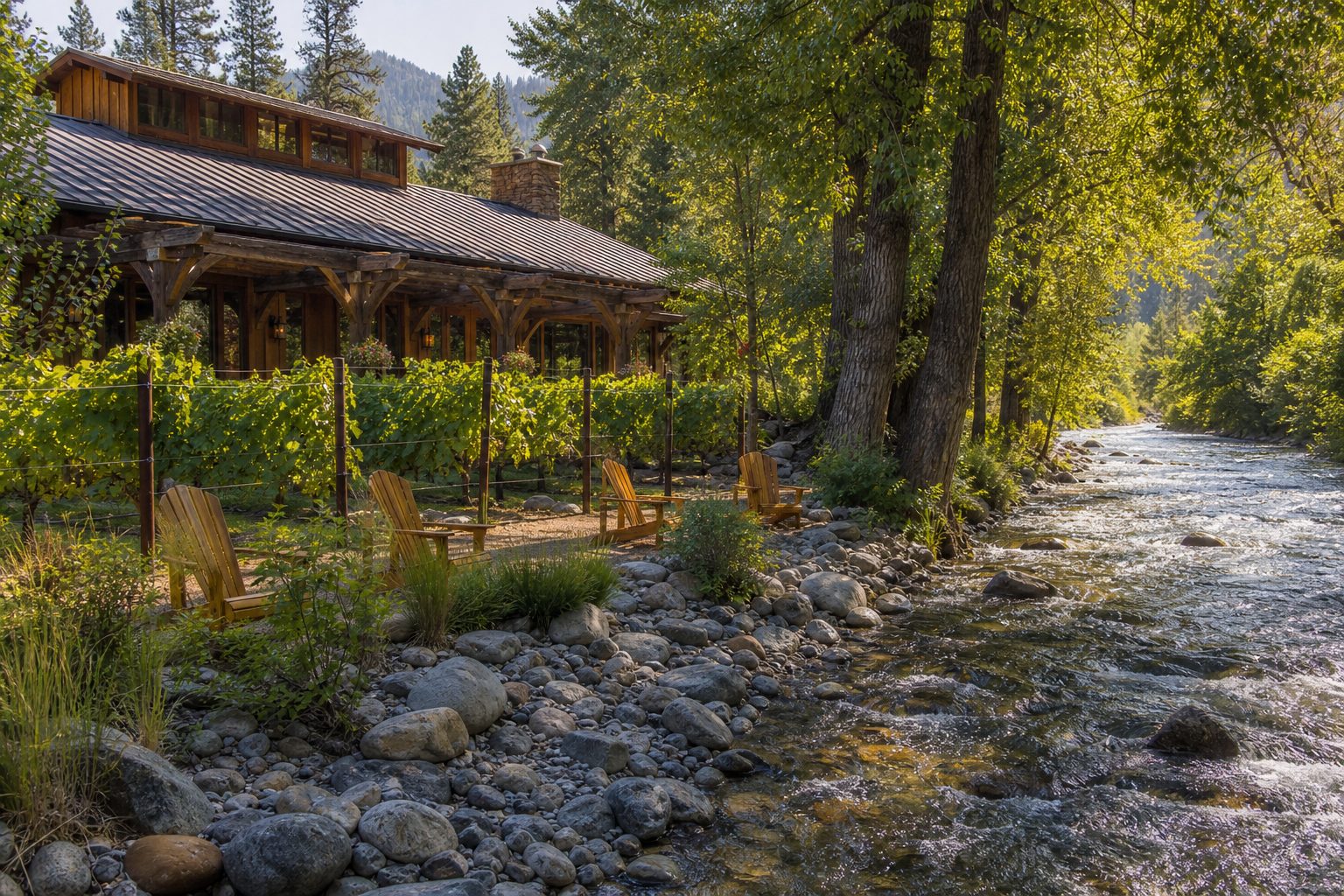 Grandfather Vineyard & Winery — rustic tasting lodge by the Watauga River